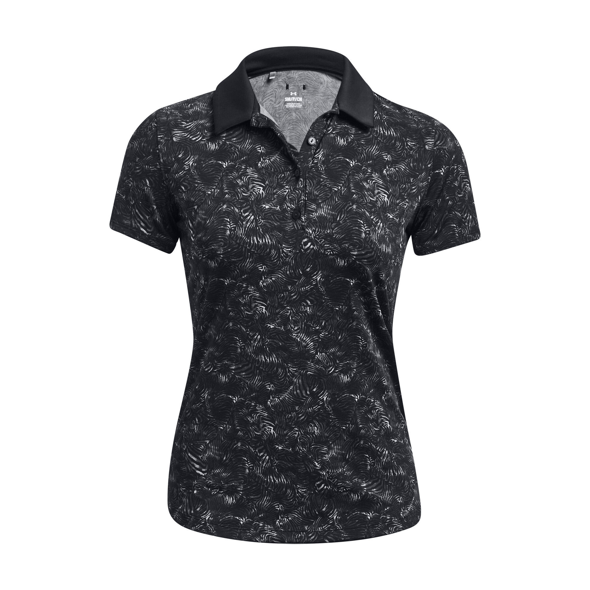 Under Armour Playoff Printed SS dámské golfové triko, černé, vel. S