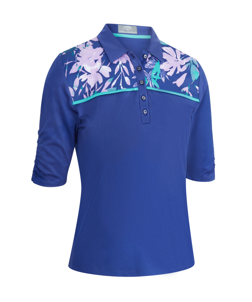 Levně Callaway Tropical Block Print dámské golfové triko, modrofialové