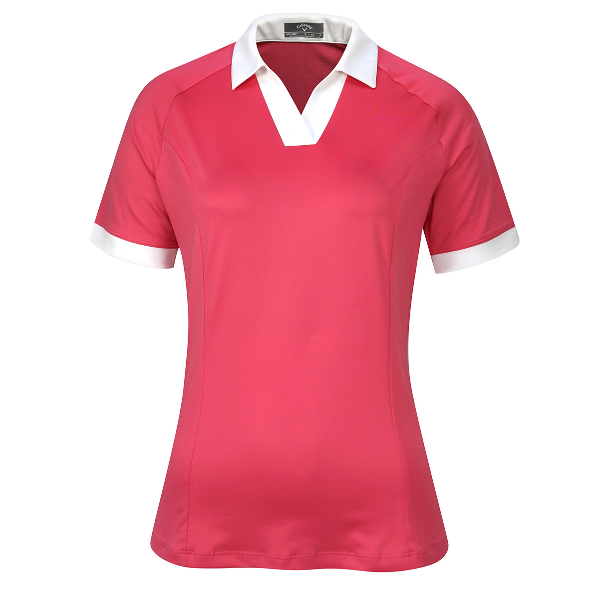 Callaway V-Placket Colourblock dámské golfové triko, růžové DOPRODEJ