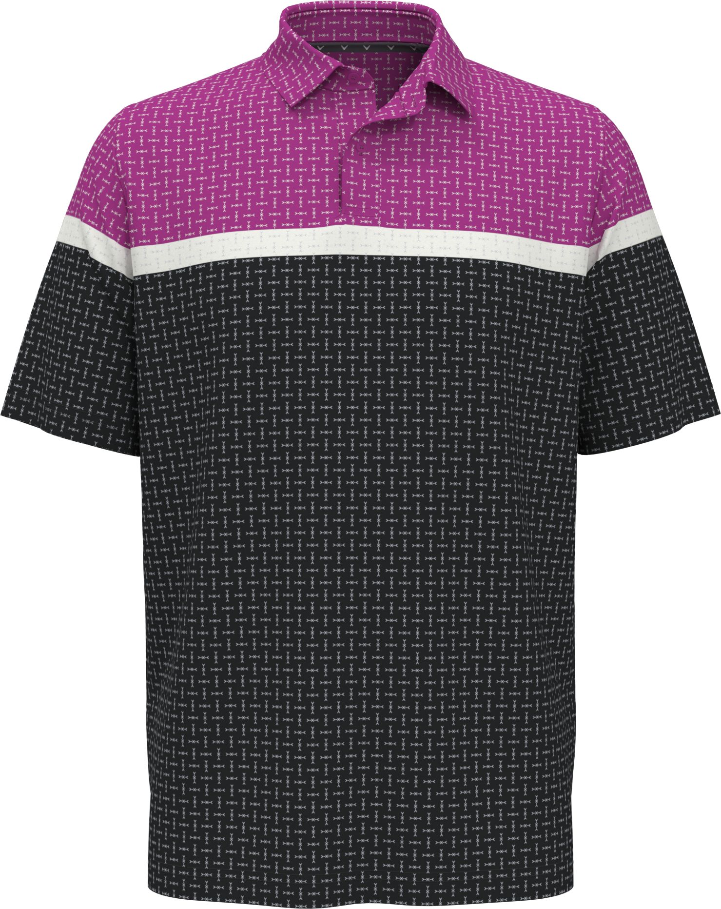 Callaway Classic Geo Print pánské golfové triko, fialové/tmavě šedé, vel. L