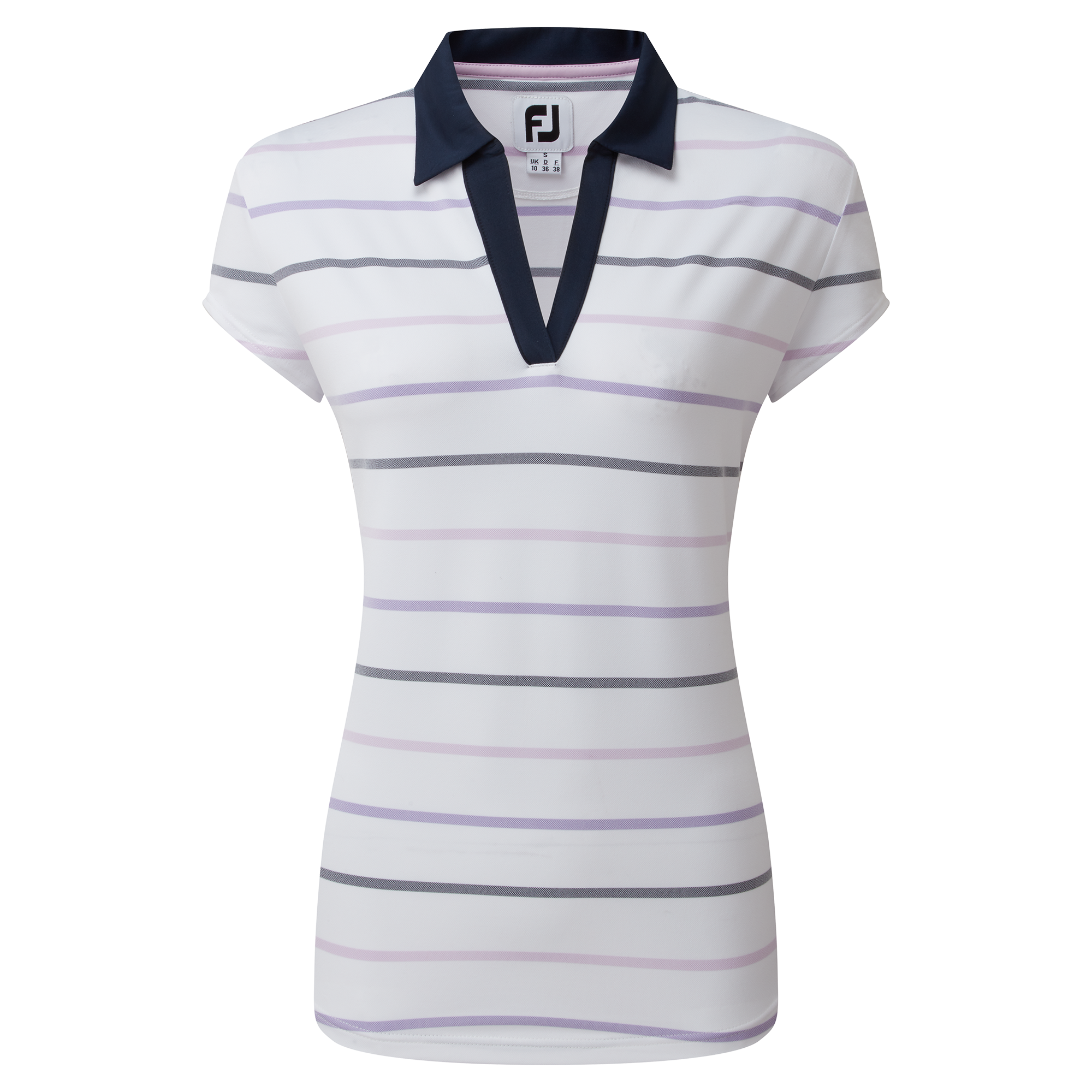 FootJoy Birdseye Stripe Smooth Jacquard dámské golfové triko, bílé, vel. M