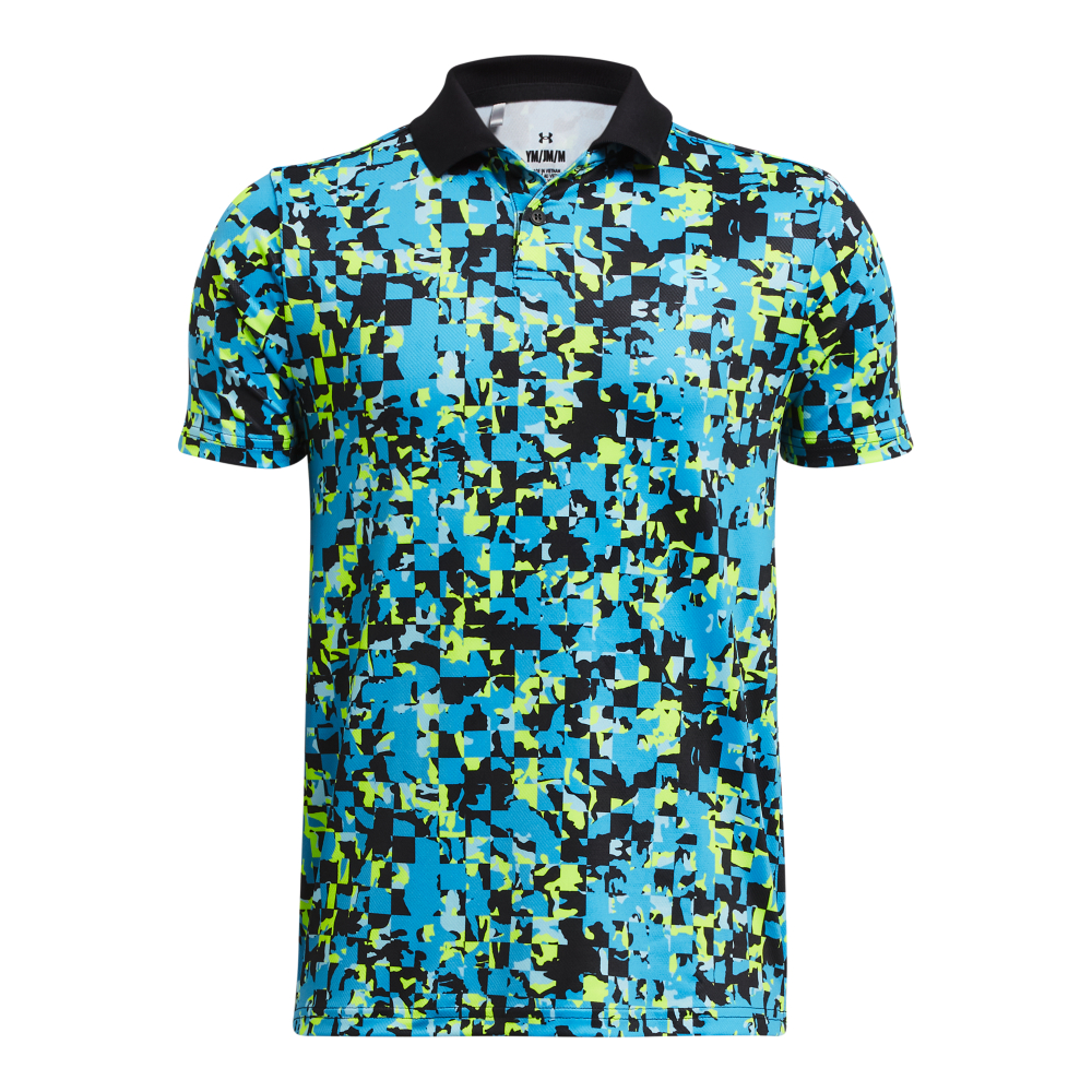 Under Armour Matchplay Printed chlapecké golfové triko, černé/modré, vel. M