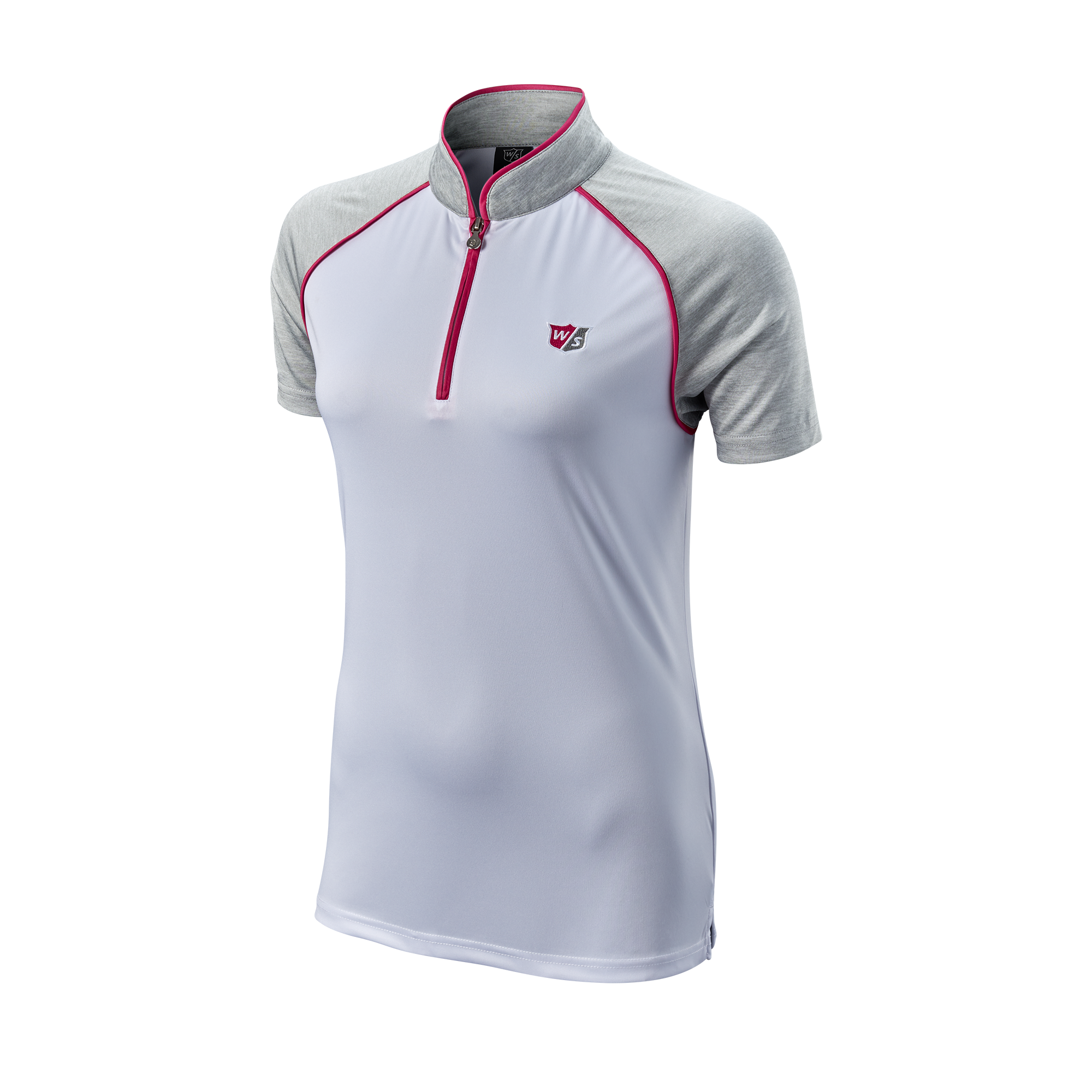 Levně Wilson Staff Zipped dámské golfové triko, bílé/šedé/růžové