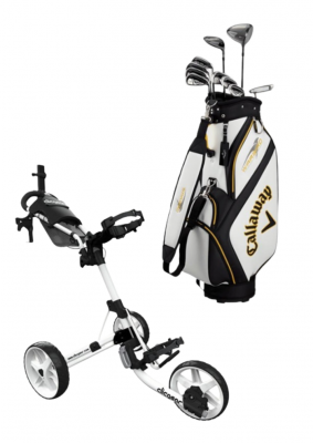 Callaway Warbird 2021 pánský set, grafit, pravý + Clicgear M4 bílý