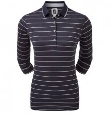 FootJoy Pinstripe Pique dámské golfové triko s 3/4 rukávem, tmavě modré DOPRODEJ