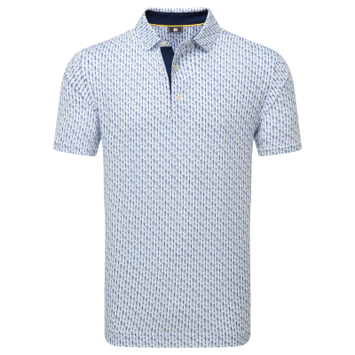 FootJoy Figure Print Lisle pánské triko, bílé/modré
