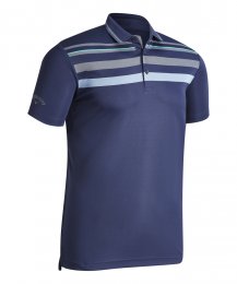 Callaway Birdseye Chest Stripe pánské golfové triko, tmavě modré DOPRODEJ