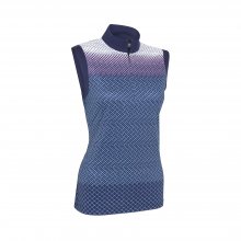 Callaway Zip Mock Gradient Printed dámské golfové triko bez rukávů, tmavě modré
