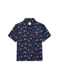Callaway All Over Flamingo Printed chlapecké golfové triko, tmavě modré