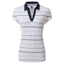 FootJoy Birdseye Stripe Smooth Jacquard dámské golfové triko, bílé