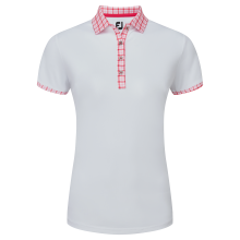 FootJoy Gingham Trim Pique dámské golfové triko, bílé