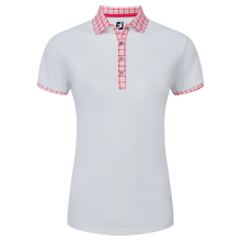 FootJoy Gingham Trim Pique dámské golfové triko, bílé, vel. XS DOPRODEJ