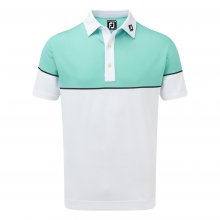 FootJoy Colour Block Stretch Pique pánské triko, bílá/tyrkysová, vel. S DOPRODEJ