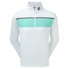 FootJoy Jersey Chest Stripe Chill-Out pánská golfová mikina, bílá/tyrkysová