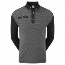 FootJoy Dot Geo Jacquard pánské triko s dlouhým rukávem, černá/šedá, vel. XL