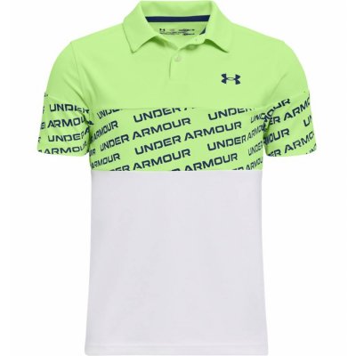 Under Armour Performance Wordmark dětské golfové triko, světle zelené/bílé
