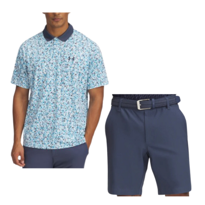 Under Armour pánský letní golfový outfit, bílý/šedomodrý