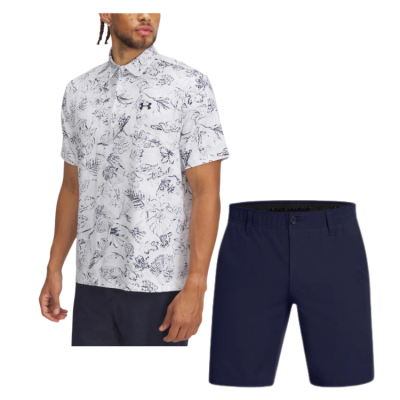 Under Armour pánský letní golfový outfit, bílý/tmavě modrý
