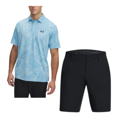 Under Armour pánský letní golfový outfit, světle modrý/černý