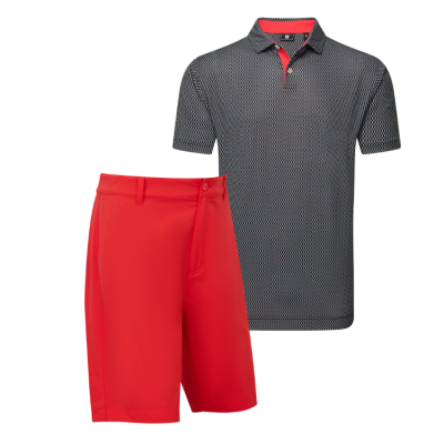 FootJoy pánský letní golfový outfit, černý/červený