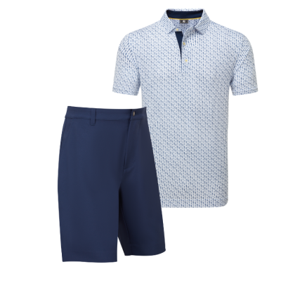 FootJoy pánský letní golfový outfit, bílý/tmavě modrý