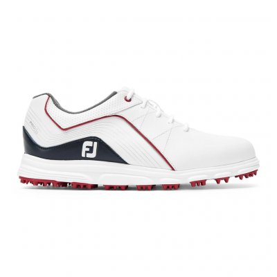 FootJoy Pro/SL Junior dětské golfové boty, bílá/modrá/červená, vel. 3 UK DOPRODEJ