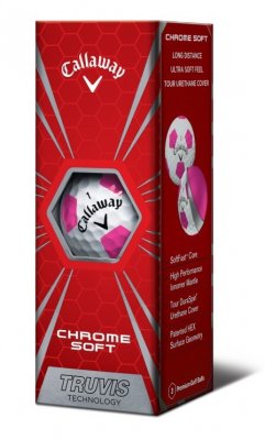 Callaway Chrome Soft Truvis Technology golfové míče - bílé/růžové 3 ks