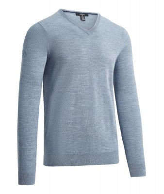 Callaway Ribbed V-Neck Merino pánský golfový svetr, šedý, vel. S DOPRODEJ
