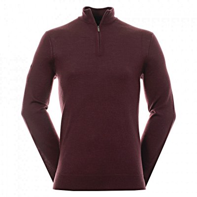 Callaway 1/4 Zipped Merino pánský golfový svetr, vínový, vel. M DOPRODEJ