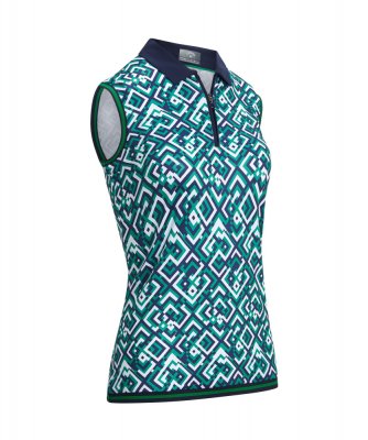 Callaway Graphic Geo Print dámské golfové triko bez rukávů, modré/zelené, vel. XS DOPRODEJ