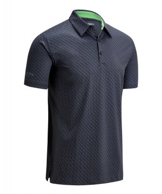 Callaway All Over Chev Print pánské golfové triko, černé DOPRODEJ