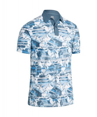 Callaway Structural Printed Floral pánské golfové triko, bílé/šedozelené