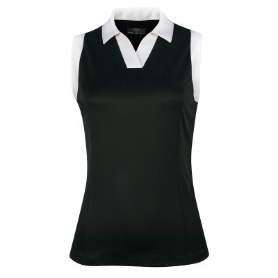 Callaway V-Placket Colorblock dámské golfové triko bez rukávů, černé DOPRODEJ