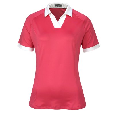 Callaway V-Placket Colourblock dámské golfové triko, růžové