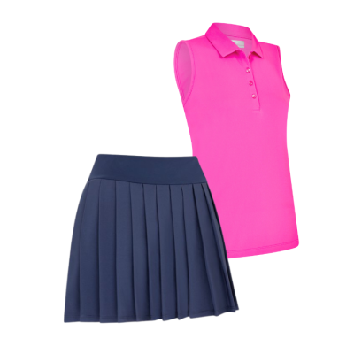 Callaway dámský letní golfový outfit, růžový/tmavě modrý
