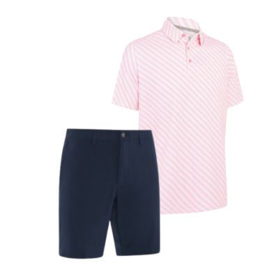 Callaway pánský letní golfový outfit, růžový/tmavě modrý