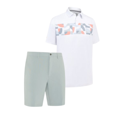 Callaway pánský letní golfový outfit, bílý/světle šedý