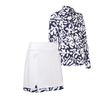 Callaway dámský letní golfový outfit, bílý/tmavě modrý