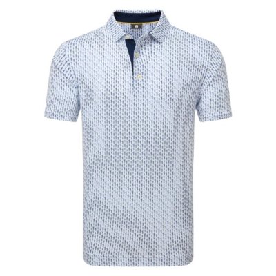 FootJoy Figure Print Lisle pánské triko, bílé/modré