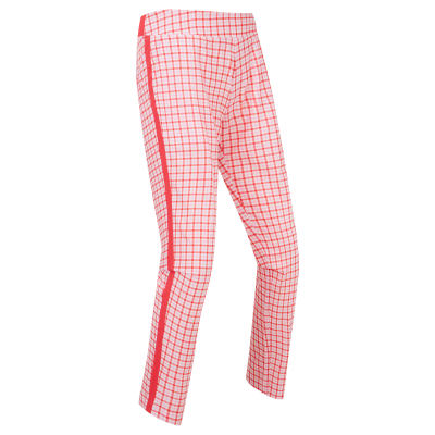 FootJoy Gingham Lightweight Cropped dámské golfové kalhoty, červené/růžové