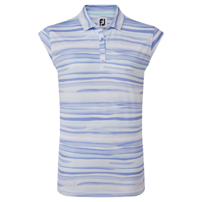 FootJoy Watercolour Print Lisle dámské golfové triko, bílé/fialové, vel. XS DOPRODEJ