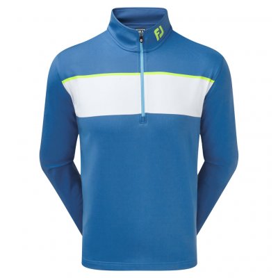FootJoy Jersey Chest Stripe Chill-Out pánská golfová mikina, modrá/bílá DOPRODEJ