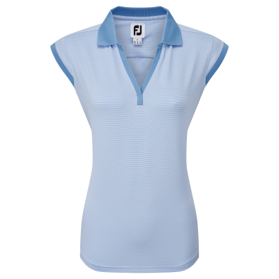 FootJoy End on End Striped Lisle dámské golfové triko, světle modré