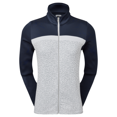 FootJoy Full-Zip Curved Colour Block Midlayer dámská golfová mikina, šedá/bílá