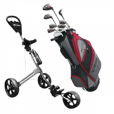 Wilson Profile XD pánský golfový set, pravý, ocel + Longridge Tri Cart vozík