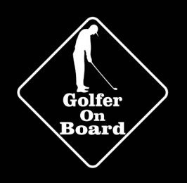 Golfová samolepka na auto "Golfer On Board" - STŘÍBRNÁ