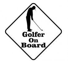 Golfová samolepka na auto "Golfer On Board" - ČERNÁ