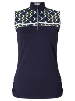 Callaway Medallion Print Mock dámské golfové triko bez rukávů, tmavomodré