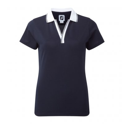 FootJoy Stretch Pique Open V-Neck dámské golfové triko, tmavomodré