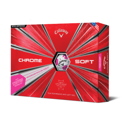 Callaway Chrome Soft Truvis Technology 2018 golfové míče - bílé/růžové 12 ks
